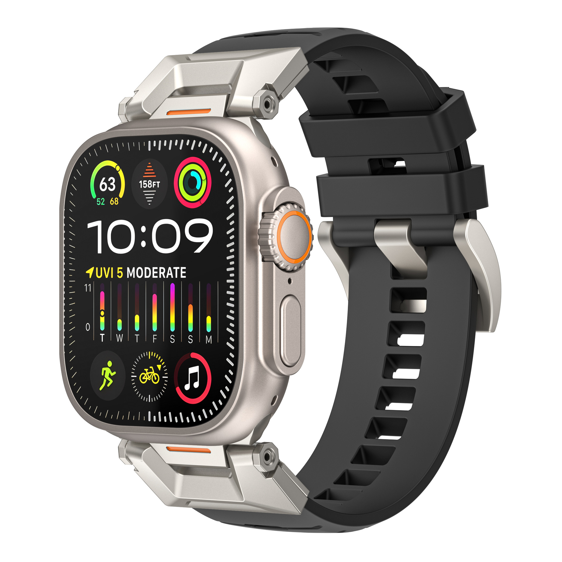 适用apple watch910代SE Ultra机能氟橡胶高级感表带苹果表带
